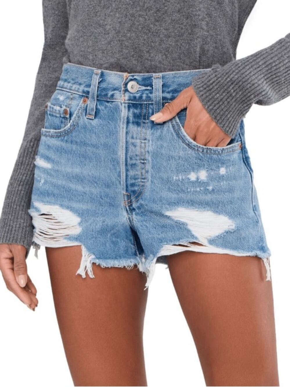Levi’s 501 Original Fit Distressed High Rise Denim Cut Offs
